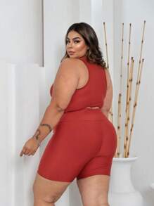 Plus Size Co-Ords - Coral Pink - View 2
