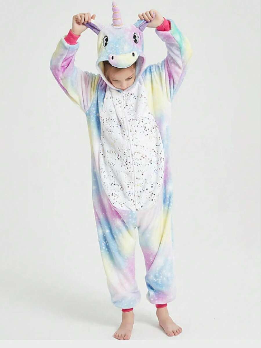 Pijama, Disfraz, Mameluco Suave de Unicornio, edades 4 a 13 - Multicolor - Ver 1