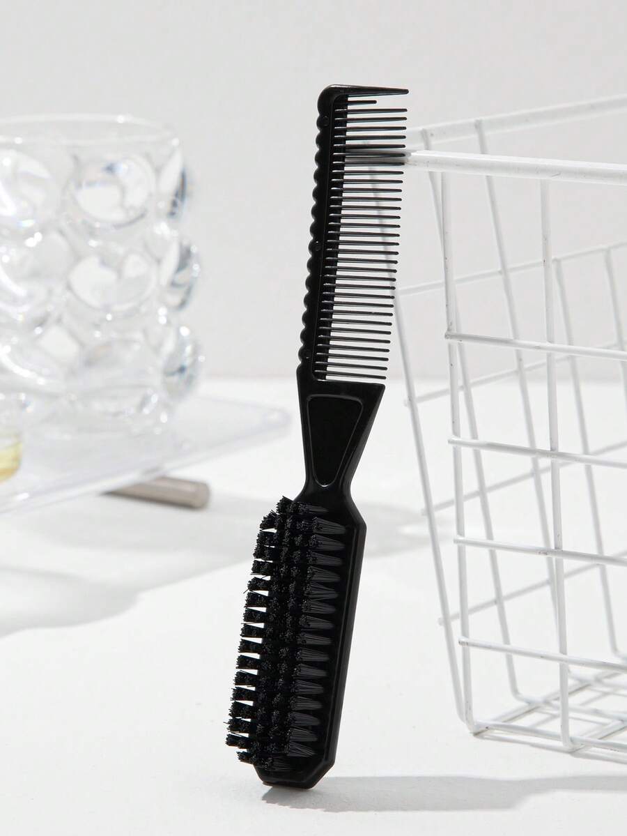 1pc Comb & Mustache Brush For Shaping Beards & Hairstyles - Black - View 1