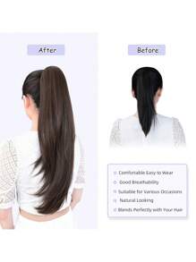 Women's Ponytail Chemical Fiber Hair Length 24 Inches Brown Natural Vertical European American African Women Wig Accessories