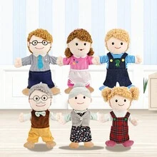 1 Pieza Títere De Mano De Peluche De Personaje De Dibujos Animados Para Padres E Hijos - Gris - Ver 2