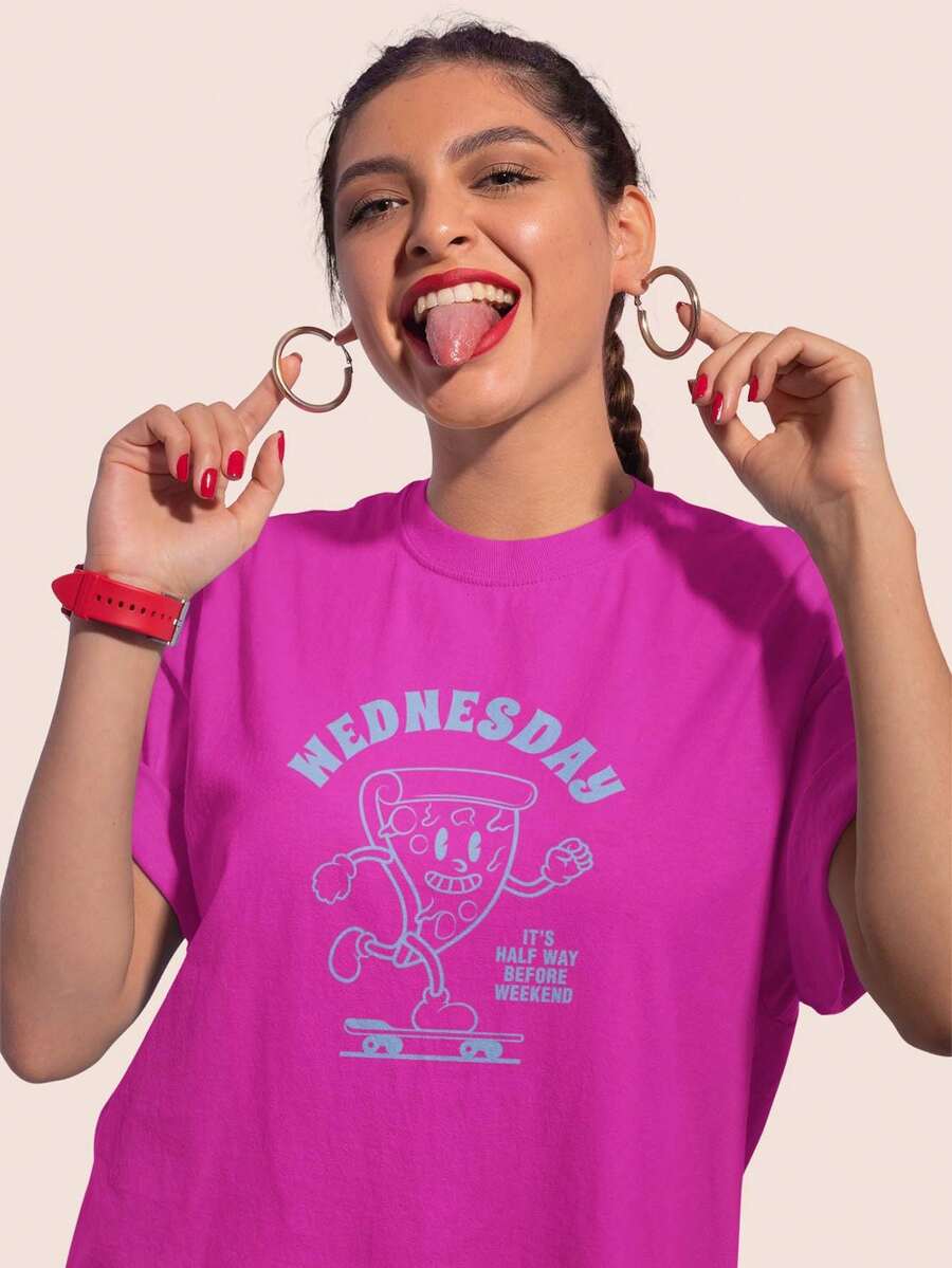 Women T-Shirts - 玫紅色 - 查看 1