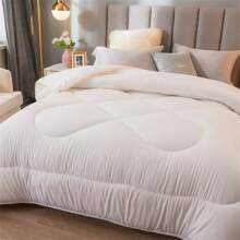 1pc Multi-Layer Thick Velvet Comforter - Ultra Soft And Breathable Down Alternative Quilt, Machine Washable, Warm For Fall And Winter, For A Cozy Bedroom In All Seasons - White - View 3