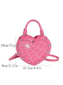 Y2k風格心形掛帶蜘蛛網手袋,哥德式搖滾蒸汽龐克新奇斜揹包,蘿莉塔風格肩背包,適用於角色扮演派對、音樂節