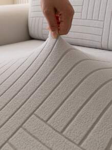 1入組防水防油絲絨提花沙發墊套,現代&簡約風格彈性寵物長沙發保護裝置適用於客廳L形&1/2/3/4座位沙發 - 淺灰色 - 查看 9