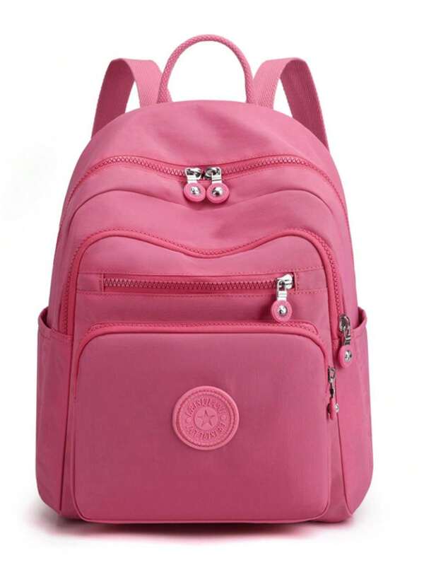 Mochila Casual  Moda Nylon Pano Escolar Feminina Leve Cor Sólida Simples Viagem Média