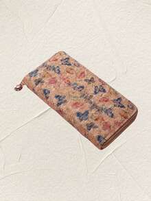 1 件女用 Pu 皮革拉鍊皮夾,帶樹紋,大容量,多個卡位,適合日常使用,配件 - 黃色 - 查看 3