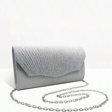 Women's Large Capacity Clutch Embellished With Rhinestones - Silver - View 4