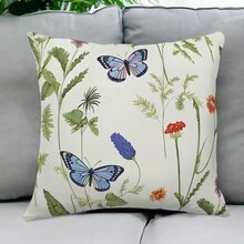 1pc Reversible Countryside Butterfly Printed Peach Skin Pillowcase - Multicolor - View 3