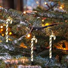 6入組聖誕節金色拐杖聖誕樹掛飾擺件,2024新年禮物,2023年聖誕家裝飾