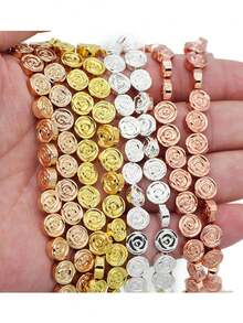 一根天然紅赤鐵礦和黑瑪瑙串珠串(8 毫米),14k/18k 鍍金。非常適合製作 Diy 手鍊、項鍊和半成品手工珠寶配件。