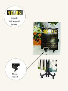 2 件裝 40 週年金色生日里程碑海報,辦公桌裝飾卡,生日派對標誌裝飾,適合男士女士