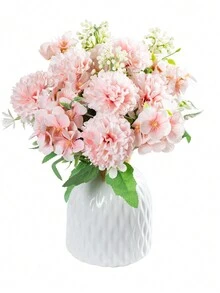 1支人造繡球、康乃馨、菊花混合花束,室外花園裝飾和diy花藝材料,家庭、婚禮、派對、活動裝飾用品 - 粉色 - 查看 1