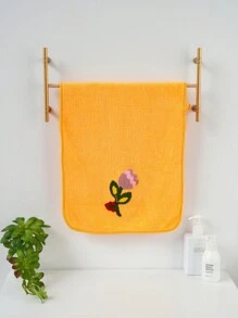 1pc Tulip Flower Patterned Towel Bath Towel - Yellow - View 3