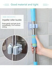 4件套壁挂式拖把架收纳架，无缝拖把夹挂钩，家用收纳架 - 彩色 - 查看 7