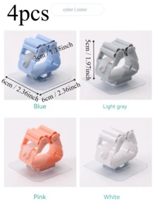 4件套壁挂式拖把架收纳架，无缝拖把夹挂钩，家用收纳架 - 彩色 - 查看 3