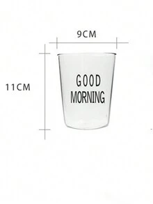 2入組容量400毫升透明玻璃杯,上面有黑色字母圖案,適用於家庭、辦公室、餐飲、餐廳、超市等場所飲用水、咖啡、牛奶、果汁等