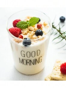 2入組容量400毫升透明玻璃杯,上面有黑色字母圖案,適用於家庭、辦公室、餐飲、餐廳、超市等場所飲用水、咖啡、牛奶、果汁等