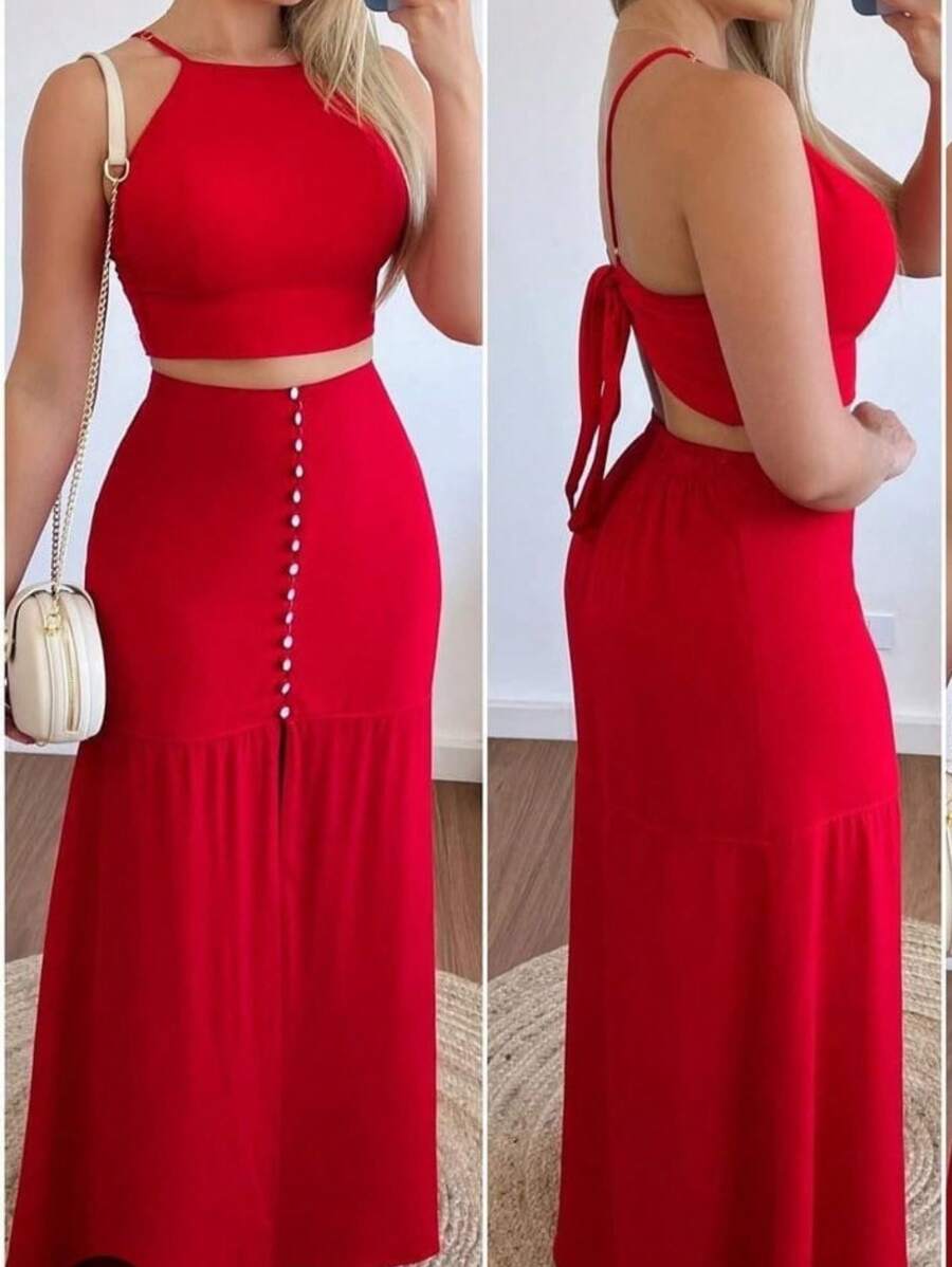 Women Two-piece Outfits - Đỏ - Xem 1