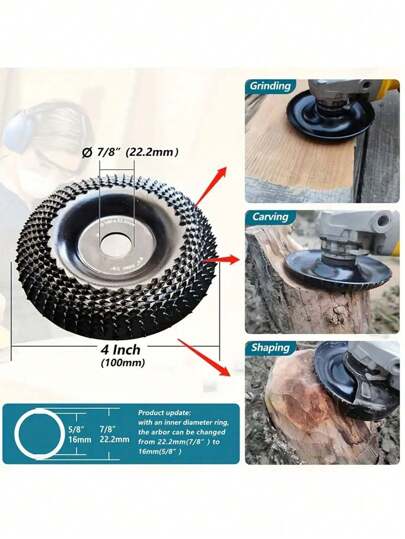 1 Piece 4-Inch Grinding And Polishing Disc Wood Grinder, Engraving Grinding Disc Wood Forming Grinding Disc, Suitable For Woodworking Angle Grinder Sanding, Engraving, Forming, Grinding And Polishing Tools