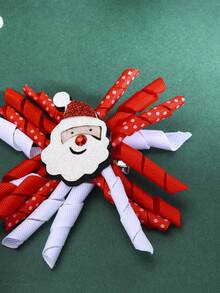 2 件/包 兒童聖誕聖誕老人緞帶蝴蝶結髮夾 - 彩色 - 查看 3