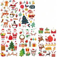16 件裝聖誕節防水身體貼紙,臉部假紋身套裝,可愛的一次性紋身裝飾,適合派對聖誕裝飾