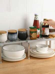 Estante De Almacenamiento Retráctil Para Utensilios De Cocina, Organizador Multicapa, 1 Ud. - Gris - Ver 6