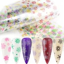 10 件/包圣诞糖果色雪花指甲艺术转印箔贴纸
