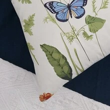 1pc Reversible Countryside Butterfly Printed Peach Skin Pillowcase - Multicolor - View 5
