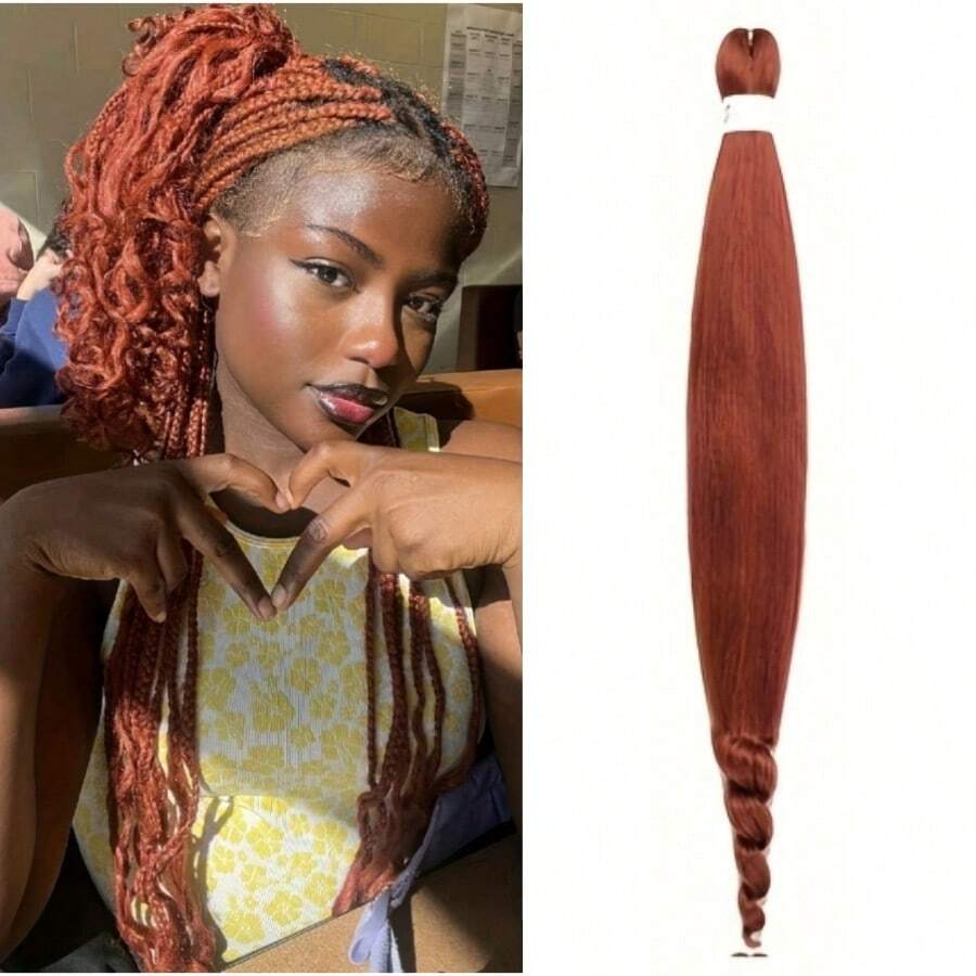 编织发 预拉伸卷发末端 编织发 1 包 350 编织发 波浪发尾 柔软 Yaki 纹理辫子 编织发延长 - 紅色 - 查看 1