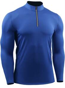 NELEUS Men's 3 Pack Athletic Compression High Neck Long Sleeve T-Shirt For Running, Working Out, And Fitness - Xanh lam, Hải quân, Đỏ #3 - Xem 4