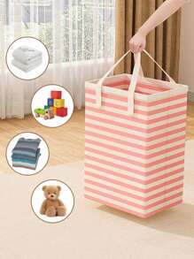 1 件裝粉紅色條紋髒衣籃