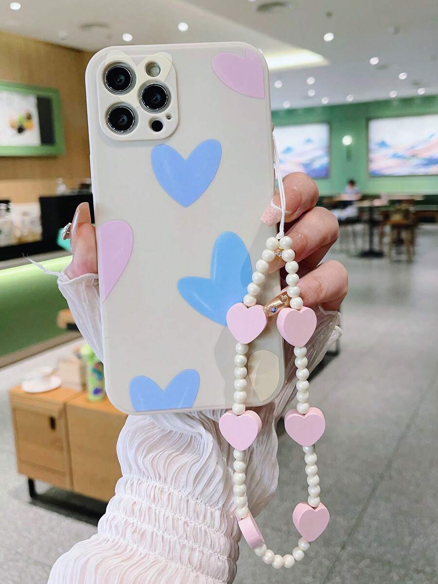 1個白色愛心和粉色愛心帶防摔iphone 13 Pro Max手機殼 - 彩色 - 查看 1