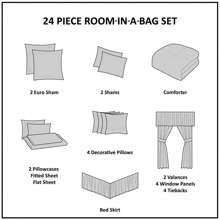 Essentials Joella Bed in A Bag 棉被床上用品套装 - 24 件轻质仿丝棉被套装，适合所有季节，豪华绗缝钻石棉被，配有配套的窗帘、装饰枕头，舒适、柔软、优雅，有灰色/白色/灰褐色/紫色/淡粉色、大号/特大号/加州特大号可供选择 - 灰褐色 - 查看 11