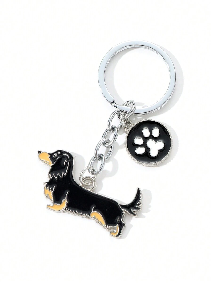 1入組“我愛腊肠狗”男士寵物狗鑰匙鍊袋掛飾汽車鑰匙扣,狗狗愛好者送給最好的朋友的禮物