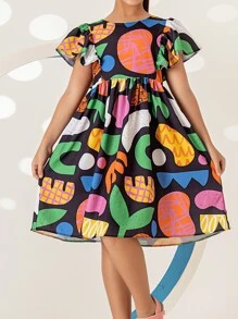 Vestido Infantil Feminino Moda Festa Blogueirinha Colorido com Babado