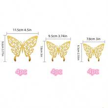 3d Hollow Out Butterfly Decor, Silver Tone - Silver - View 3