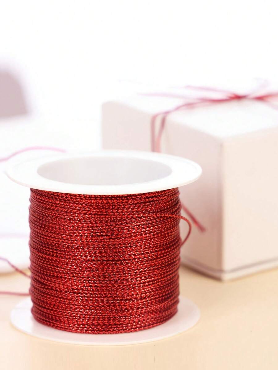2 Piezas-20m De Hilo De Alambre Dorado Para Envolver Regalos, Hilo Colgante Para Adornar Arbol De Navidad Y Cordón Para Etiquetas De Regalos - Rojo - Ver 1