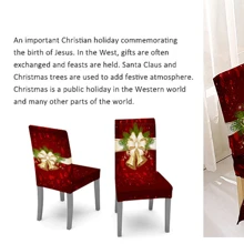 1入組紅色聖誕節桌布椅套組,彈性伸縮椅套,吸水桌布,可定制圖案 - 紅色 - 查看 7