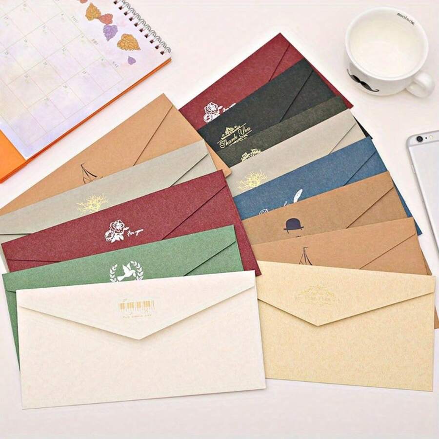 5pcs Envelope Style Wedding Invitations Set With Luxury Classic Western Style No.5 Paper And Envelopes - Navy Blue - View 1