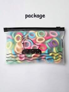 100入組糖果色單色鬆緊帶女孩頭髮軟綁帶可愛鬆緊帶橡皮筋髮飾馬尾髮飾 - 彩色 - 查看 8