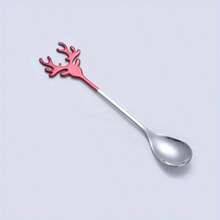 1pc Stainless Steel Christmas Reindeer Coffee Spoon - Green - View 5