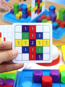 2 人益智游戏立方体，思维训练，空间认知科学早教，桌面游戏玩具，亲子互动卡牌配对游戏，适合万圣节/圣诞节/感恩节的成人派对游戏 - 彩色 - 查看 3