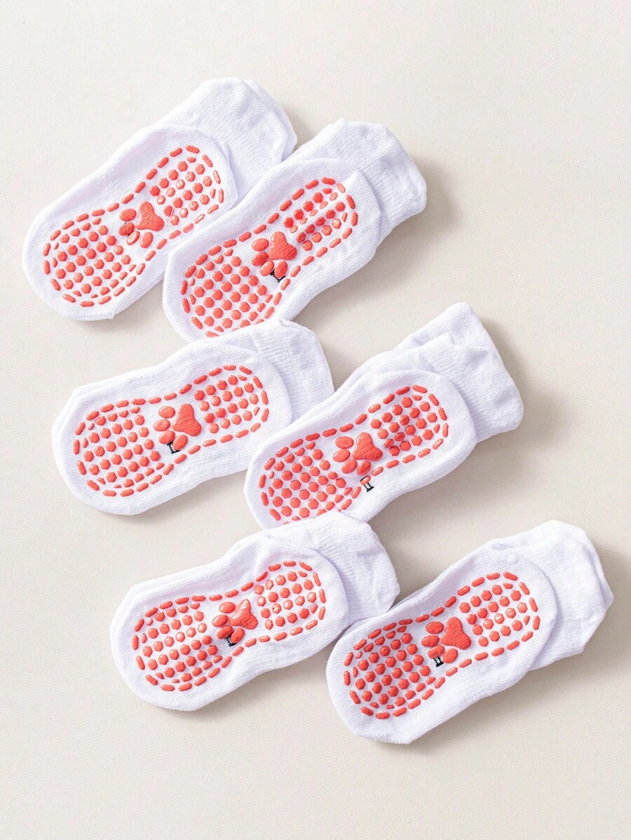 6 双儿童防滑圆点抓地袜，舒适透气家居袜，适合日常穿着