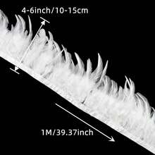 1米/39英寸天然野雉羽毛修邊織帶手工藝品裁縫服裝diy手工裝飾寬度4-6英寸 羽毛家居配件