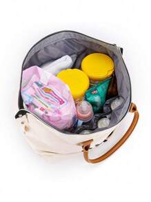 3pcs Tote Shoulder Bag With Separate Waterproof Compartment For Milk Bottles Travel Mommy Bag