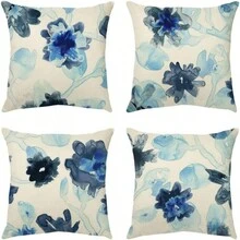 4 件套花卉印花枕頭套,適合臥室、餐廳、客廳、沙發等。送給家人和朋友的絕佳禮物。