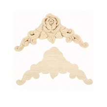 4pcs Wood Carved Flower Appliques - Wood Color - View 2