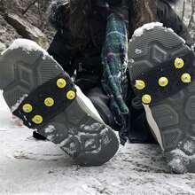 1雙戶外攀登冰爪,冬季遠足防滑雪地爪,便攜式防滑鞋套 - 黑色 - 查看 2