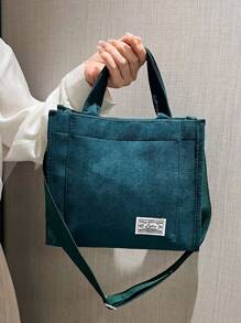 1 件纯色灯芯绒面料，经典时尚新款百搭手提包、单肩包、简约斜挎包、女士包、大容量工作包、购物通勤包、新款秋冬款式、新款秋冬女包、最佳秋季钱包